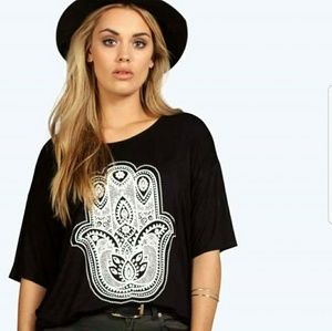 Oversize hand print shirt